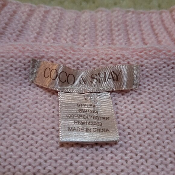Coco & Shay Women’s Size Large Pink ButtoneUp Knit Cardigan Barbiecore Hippi 70s - Picture 4 of 8